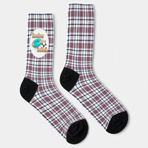 Helles kariertes Retro-Muster braun grau weiß Socken