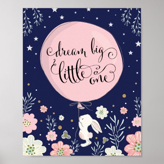 Helles Kinderzimmer Dekoration Rabbit Dream Big Na (Vorne)