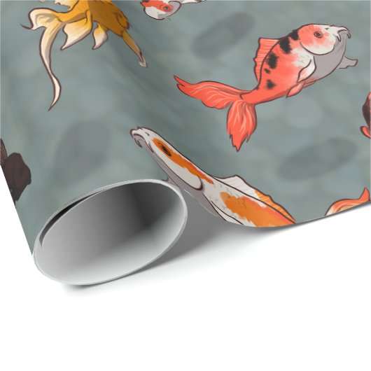 Helles Koi Fisch-Teich-Muster Geschenkpapier (Rolleneckpunkt)