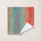 Helles Korallenrot Türkis Abstrakt Badetuch Set (Waschlappen)