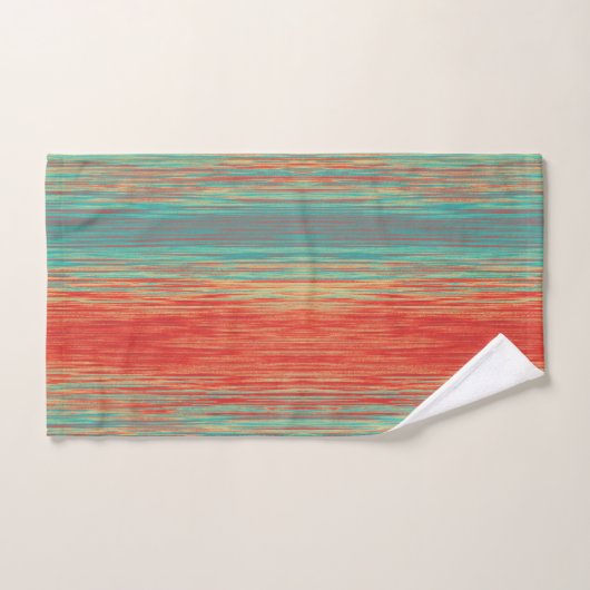 Helles Korallenrot Türkis Abstrakt Badetuch Set (Handtuch)