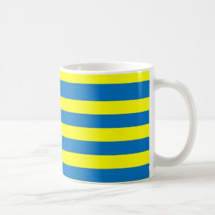 Helles kräftiges Gelb und blaue Streifen Kaffeetasse