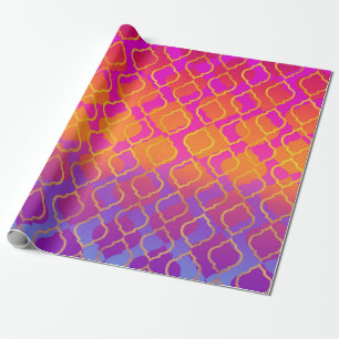 Helles Kräftiges Lebendiges Orange Lila Fuchsia Vi Geschenkpapier