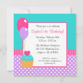 Helles Kuchen-Polka-Punkt-Mädchen-1. Einladung (Rückseite)