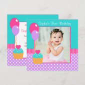 Helles Kuchen-Polka-Punkt-Mädchen-1. Einladung (Vorne/Hinten)