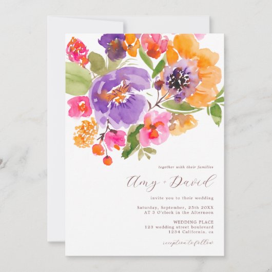 Helles, kühlem Fall Blumenkohl Foto Hochzeit Einladung (Vorderseite)