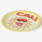 Helles Lächeln Cali Sun Pappteller (Schrägansicht)