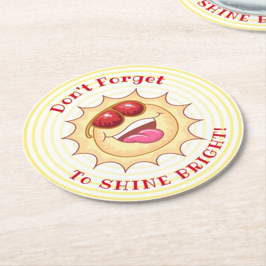 Helles Lächeln Sunshine Runder Pappuntersetzer (Angewinkelt)