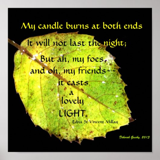 Helles Leaf von Greenish Gold gegen Schwarz Poster (Vorne)