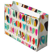Helles, lebendiges, farbenfrohes Muster Große Geschenktüte (Vorderseite Schrägansicht)
