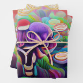 Helles, lebendiges und farbenfroh psychedelisches geschenkpapier set (Beispiel)