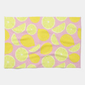 Helles Lemon Design auf weichem rosa Hintergrund Geschirrtuch (Horizontal)