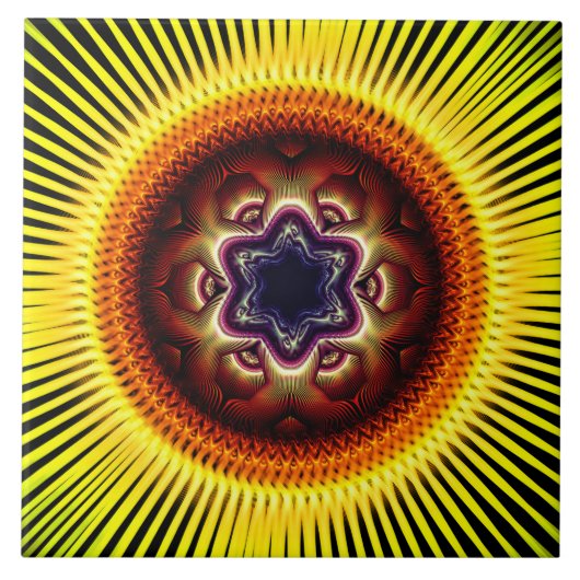 Helles leuchtendes psychedelisches Ornament Fliese (Vorderseite)