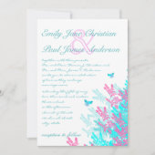 Helles Licht Aqau Blue Hot Pink Wilde Blume Bienen Einladung (Vorderseite)