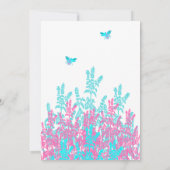 Helles Licht Aqau Blue Hot Pink Wilde Blume Bienen Einladung (Rückseite)
