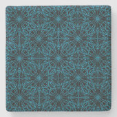 Helles Licht Blau Geometrisches Symmetriemuster Steinuntersetzer (Vorderseite)