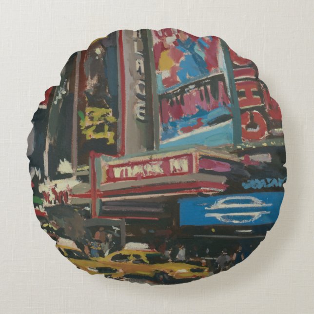 Helles Licht-Times Square 2012 Rundes Kissen (Vorderseite)