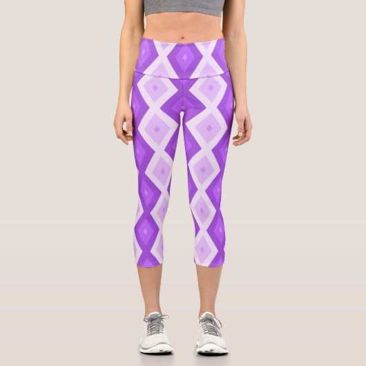 Helles lila Diamantmuster Capri Leggings (Vorderseite)