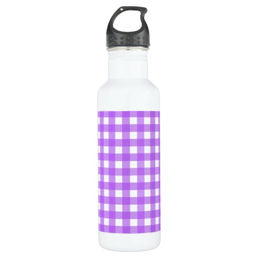 Helles lila Gingham Edelstahlflasche (Vorderseite)