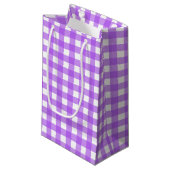 Helles lila Gingham Kleine Geschenktüte (Vorderseite Schrägansicht)
