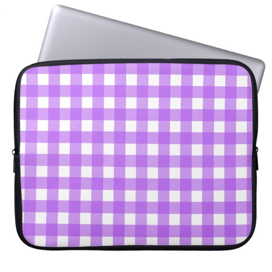 Helles lila Gingham Laptopschutzhülle (Vorderseite)