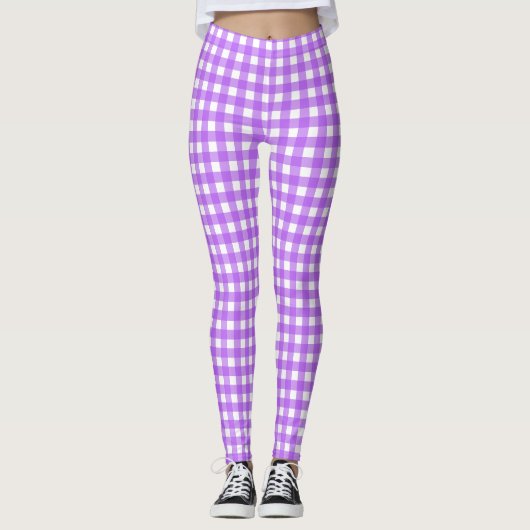 Helles lila Gingham Leggings (Vorderseite)