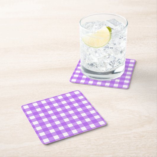 Helles lila Gingham Rechteckiger Pappuntersetzer (Vor Ort)