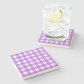 Helles lila Gingham Steinuntersetzer (Seitenansicht)