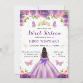 Helles Lila Kleid Dunkle Hautprinzessin Sweet 16 Einladung (Vorderseite)