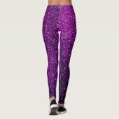 Helles lila Magenta-Glitzer-Muster Leggings (Rückseite)