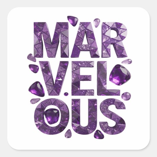 Helles Lila MARVELOUS Vinyl Stil Quadratischer Aufkleber (Vorderseite)