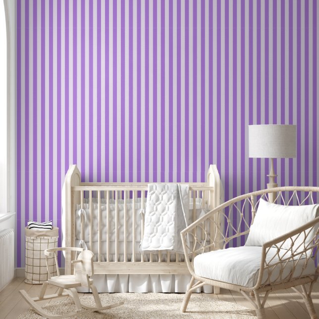 Helles Lila Minimalist Vertikale Streifen Tapete (Kinder)