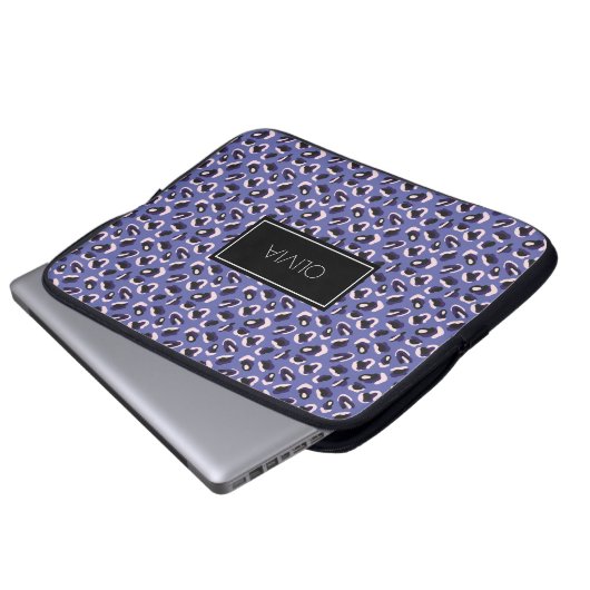 Helles Lila Muster für Tierdrucke Personalisiert Laptopschutzhülle (Vorne Knopf)