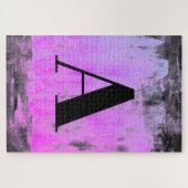Helles Lila Rosa und schwarzes Monogramm Puzzle (Horizontal)