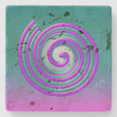 Helles Lila und Aquamarines Spiralmuster Steinuntersetzer (Vorderseite)