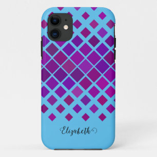 Helles Lila und blaues Quadrat-Muster Case-Mate iPhone Hülle