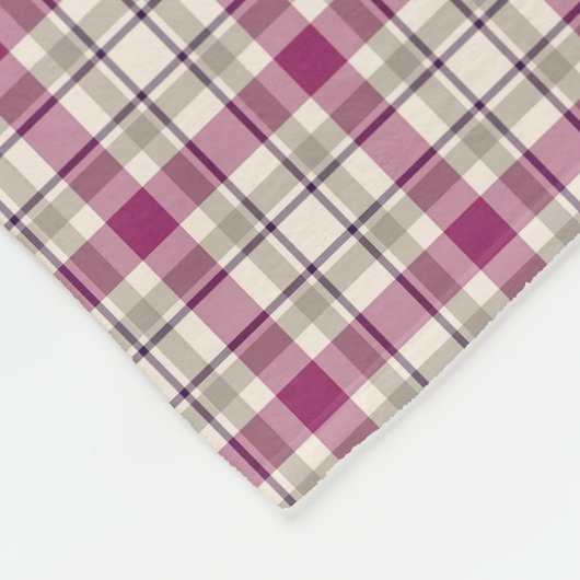Helles Lila und grau Kariertes Muster Fleecedecke (Ecke)