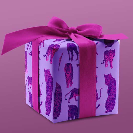Helles, Lila und heiß rosa Leopard & Tiger Muster Geschenkpapier
