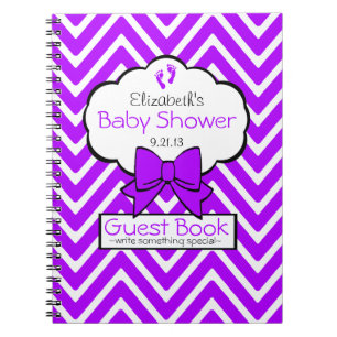Helles lila Zickzack Baby-Duschen-Gast-Buch Notizblock