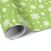 Helles Lime Green Winter Weiße Schneeflocke Geschenkpapier (Rolleneckpunkt)