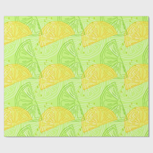 Helles Limones grünes Zitrusfruchtzitronenmuster Geschenkpapier (Flach)