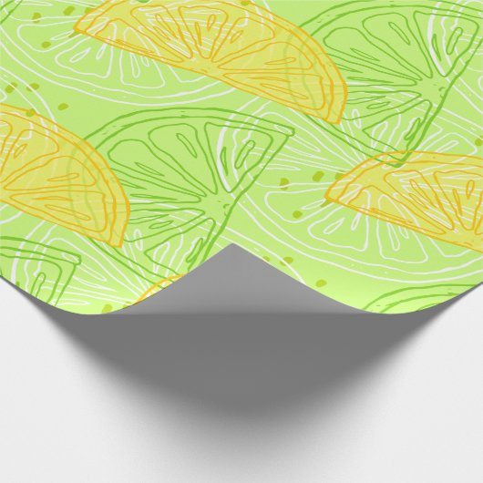 Helles Limones grünes Zitrusfruchtzitronenmuster Geschenkpapier (Ecke)