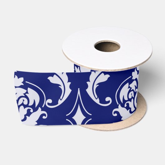 Helles Marineblau-Damaskusmuster Satinband (Spule)