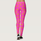 Helles Maroon Pink und Gold Star-Muster Leggings (Rückseite)