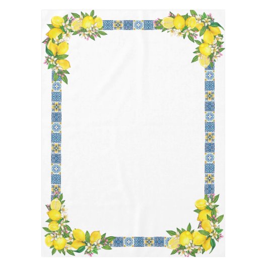 Helles mediterranes sizilianisches Majolica Tile L Tischdecke (Vorderseite)