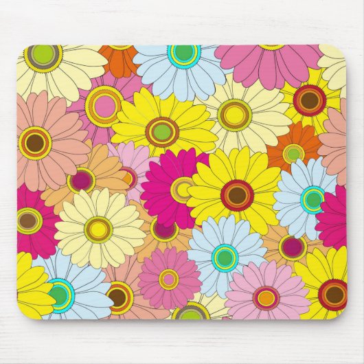 Helles mehrfarbiges Blumenhintergrund Mousepad (Vorne)