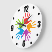 Helles mehrfarbiges Diversity Handdrucke Große Wanduhr (Winkel)
