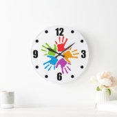 Helles mehrfarbiges Diversity Handdrucke Große Wanduhr (Zuhause)