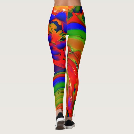 Helles Mehrfarbiges Fraktal Leggings (Rückseite)