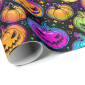 Helles, mehrfarbiges Halloween-Kürbismuster Geschenkpapier (Rolleneckpunkt)